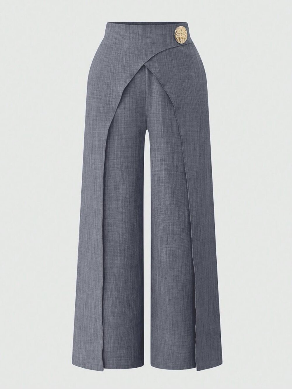Grey Casual Women's Straight High Waist Pants